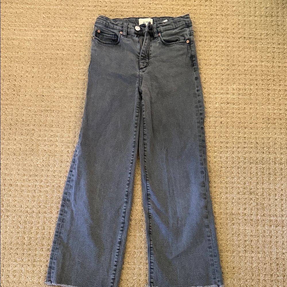 DL1961 Girls Size 12 Wide-Leg High-Rise Jeans in Washed Black